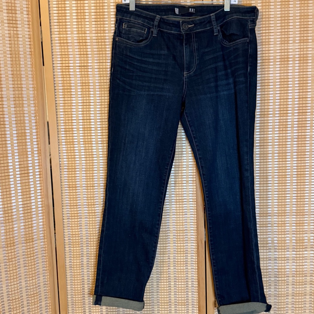 KUT from the Kloth Catherine Boyfriend Jeans Dark Wash Indigo Size 10 Street